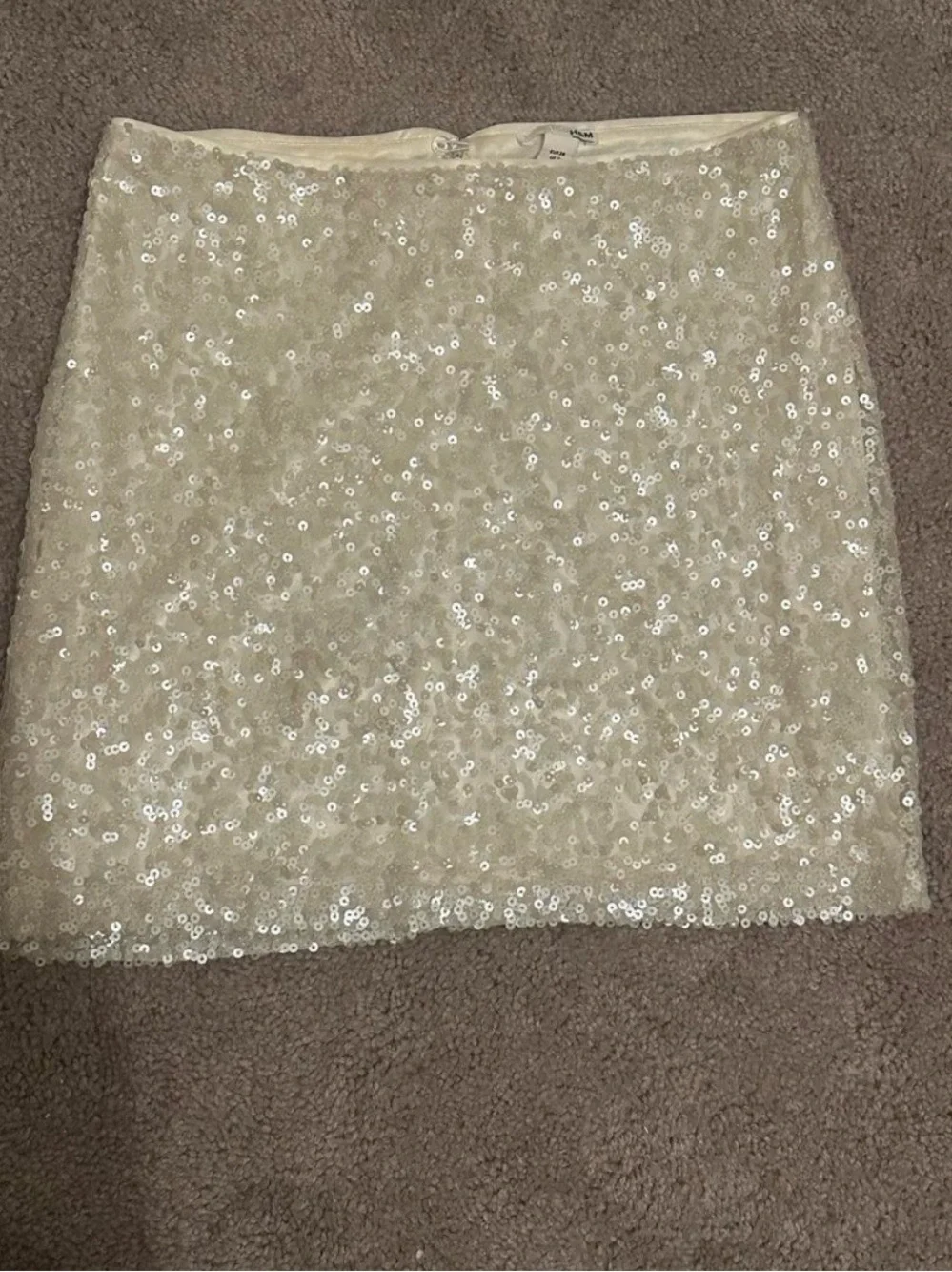 H&M Ivory Sequin Mini Skirt
